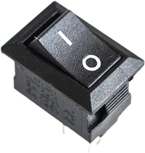 Zym119 10pcs On/Off Rocker Switch, 117S 2-PIN 250V3A 125V6A Plástico preto de plástico preto de 2 pinos
