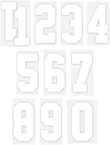 S.E.I. Números de camisetas de ferro de 8 polegadas, transferências de calor de polivinil número do time do colégio, branco