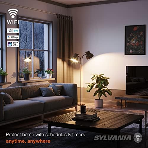 Sylvania WiFi liderou a lâmpada A19 Smart, 9W, com eficiência, branco ajustável, 2700K - 6500K, para Alexa/Google