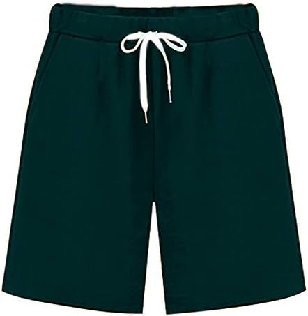 Xinyangni feminino casual malha macia cintura elástica Jersey Bermuda shorts com cordão