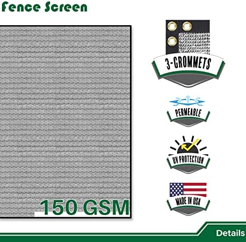 Cerca da tela de privacidade de serviço pesado apicrado para bloqueio comercial e residencial de 88% 150 gsm u v protegida 8'x50 'cinza