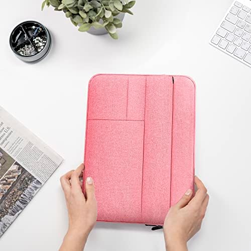 Manga de laptop Jooeer de 15,6 polegadas para notebook de laptop de 15,6 polegadas, estojo de laptop à prova d'água protetora que transporta tampa portátil de bolsa com bolsos múltiplos, rosa