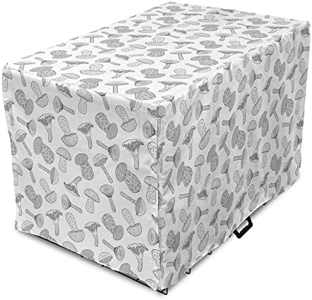 Capa de caixa de cachorro de cogumelos lunarable, estilo doodle desenhado à mão Padrão de cogumelos