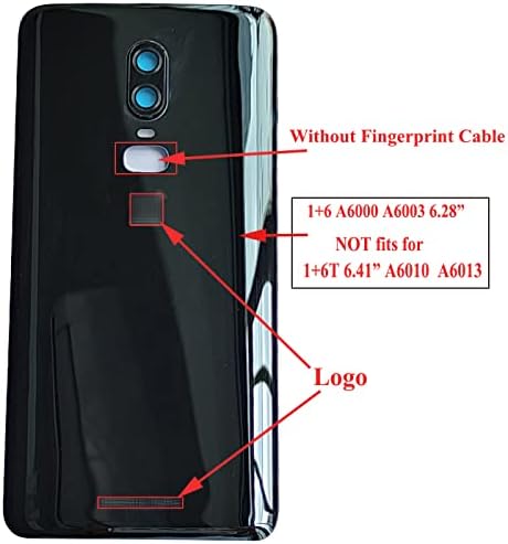 UbrokeiFixit para OnePlus 6 Painel traseiro Tampa da porta de vidro da parte traseira Substituição para OnePlus 6 A6000 A6003 6.28 , fita pré-cortada Mirror-Black/A6000