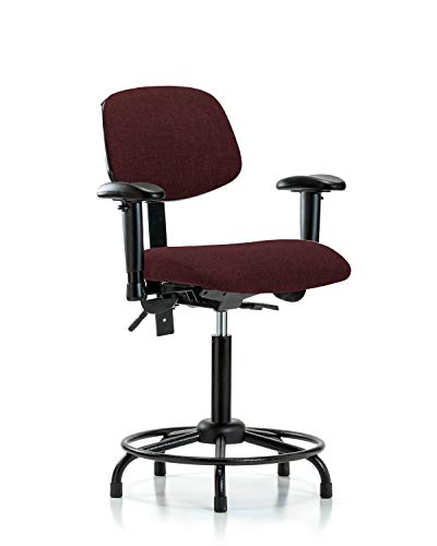 Labtech Seating Lt42533 Cadeira de bancada média, tecido, base de tubo redondo -Arms, planídeos, preto