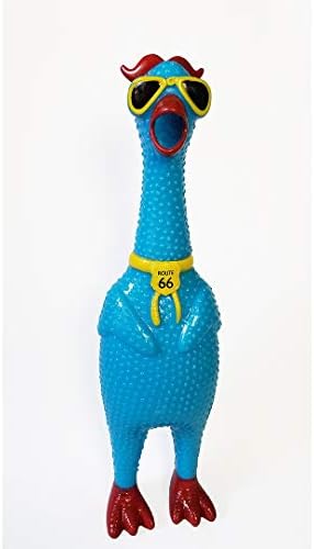 Modern Pulse Rubber Chicken Toy - Diversão estridente gritando 12,5 polegadas de altura - Designs divertidos exclusivos com óculos de sol Durável frango de borracha para crianças, adultos e cães