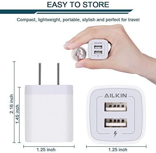 Ailkin 2-Pack 2.1amp Porta dupla Plug de carregador rápido Cubo e carregador de carro USB C USB C 30W