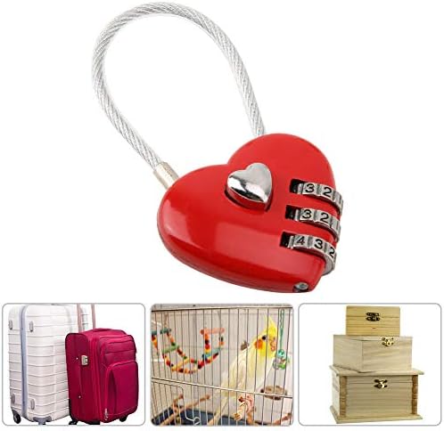 Bloqueio de código, formato do coração de 3 dígitos Código de combinação de bagagem Bloqueio Segurança Segurança Casal Casal para mochila, caixa de jóias, Hall Locker, Gym Locker, Home