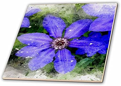 3Drose Bright Purple Blue Flower Imagem de aquarela - azulejos
