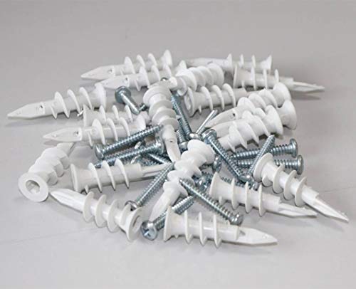 Auto -perfuração âncoras plásticas de drywall com parafusos, parafusos de expansão 40 peças