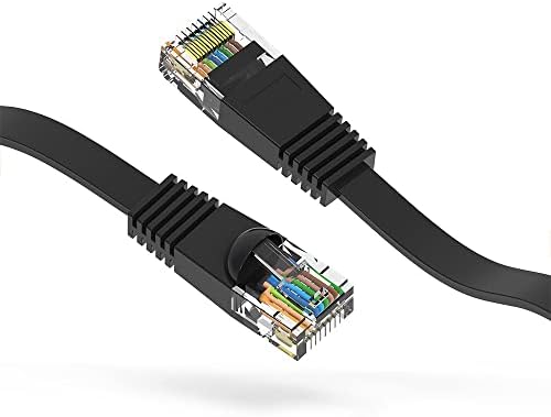 Cabo de Ethernet de 1ft Cat6 Plano de Rede de Rede de Rede de Gigabit LAN RJ45 Cabo de patch de alta velocidade para Xbox, PS4, PS3, Modem, Router, LAN, Switch Compatible Cat5E/Cat6 Rede, Black