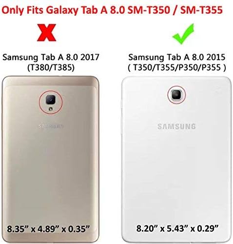 KIQ Galaxy Tab A 8.0 2015 T350 Case, Protetor de tela de capa de capa de casos para uso militar à prova de choque inteiro Samsung Galaxy Tab A 8.0 SM-T350 SM-T355