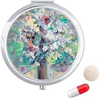 Spring Oil Painting Art Still Life Flor Pill Case Pocket Medicine Box Storage Recipiente Distribuidor