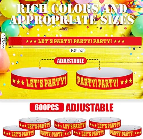 Pacote 600 Pacote de pulseiras Tyvek Pesquisas de papel para eventos Bandas de braços para festas Bandas de mão Bandas de mão Para eventos