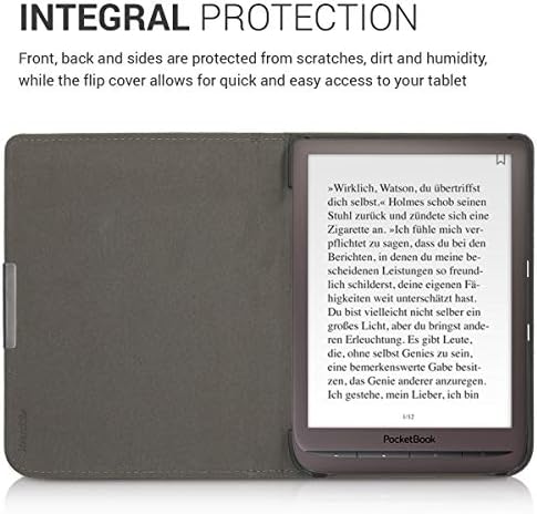 Caixa Kwmobile Compatível com Pocketbook Inkpad 3/3 Pro/Color - Livro Estilo de Livro Tabela E -Reader Capa Flip Folio Case - Cinza escuro
