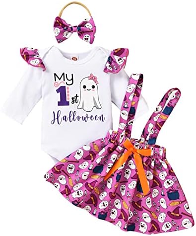 Presente de bebê para crianças meninas garotas infantil letras de halloween impressões flare mangas