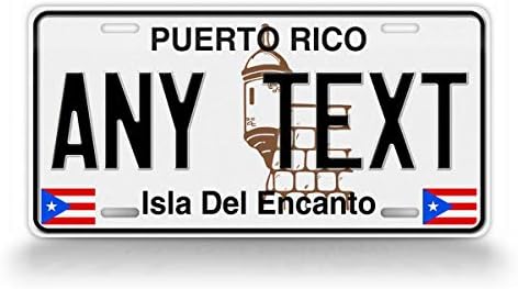SignsandTagsonline Puerto Rico Placa Classic Plate PR Réplica PR Texto personalizado Isla del Encanto Tag Auto