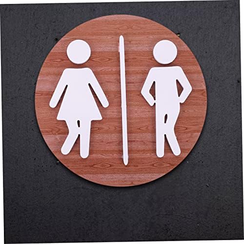 STOBOK 4PCS SIGNIMENTO DE TAPELO DE DECORAGEM Woodsy Sigla de banheiro Sinais de banheiros para negócios de banheiros de negócios para porta vaso sanitário Placa de identificação do banheiro símbolo do banheiro Brown Universal Miss Dicas