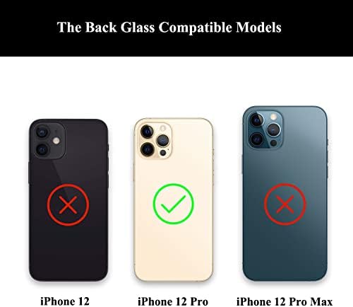 Substituição de vidro da capa traseira de Lozop para iPhone 12 Pro por ferramentas repir, manual do usuário e adesivo de vidro traseiro