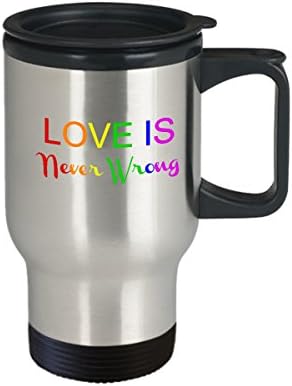 Rainbow Pride Love nunca é errado Coffee Caneca Caneca de Travel LGBT Copo de café LGBTQia Lesbian Gay Flag Rainbow Pride Caneca