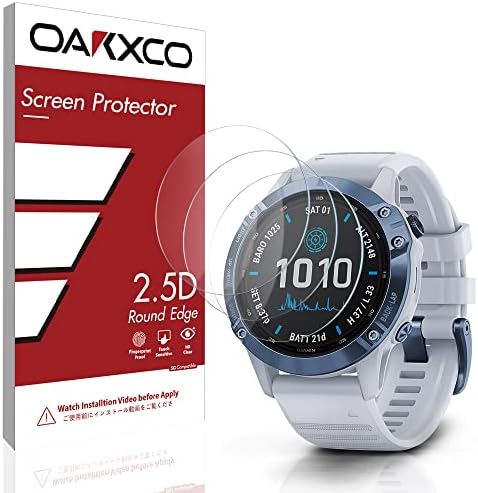 OAKXCO [3 pacote] Compatível com Garminix 7 Sapphire Solar Protector de tela solar 47 mm de vidro temperado, arranhão e choques, [2.5D arco] HD Clear