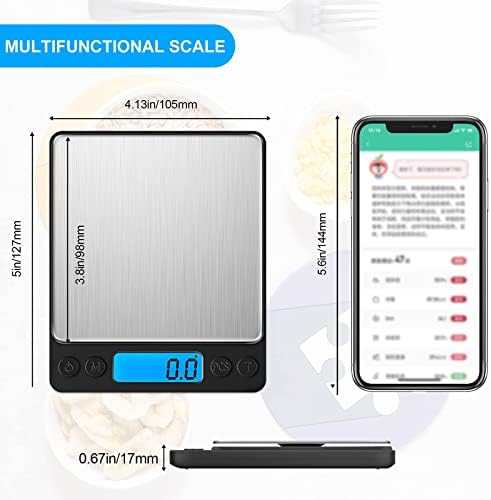 Digital Food Kitchen Scale Atualizado, YonCon 3000g/0,1g de alta precisão Mini Medidas de escala de