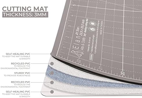 Elan Cutting Mat A4 preto e bege, tapete de artesanato de 5 camadas, auto-cicatrização Mat 12x9, tábua