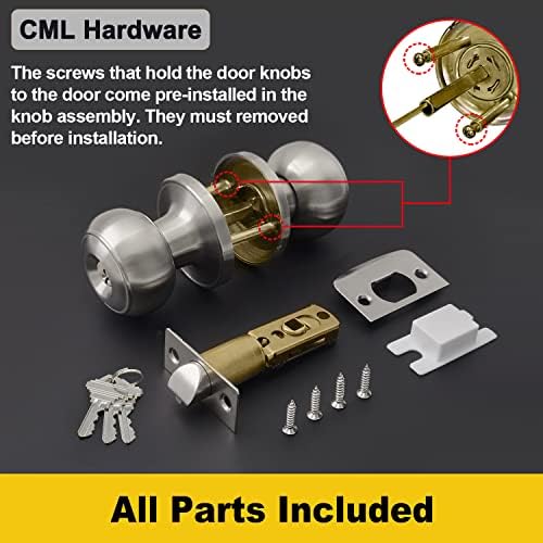 CML Hardware Entrada do botão com trava e teclas diferentes, fechadura da porta externa para entrada e porta