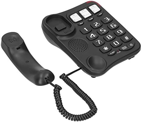 Telefone fixo, grande botão transparente mesa/parede telefone única com recall de armazenamento/sem mãos/flash,