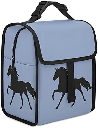 Silhouette Horse Isolle Isolle Tote Bag Reutiling Meal Meal Lanch Box Pack para Trabalho Piquenique