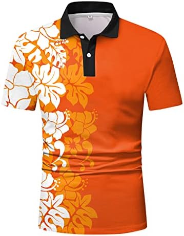 XXBR Camisetas de golfe de pólo masculino, tênis de estampa floral de moda tênis de manga curta verão