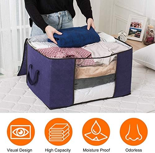 Saco de armazenamento WXFQY, caixa de armazenamento para roupas, bolsa de armazenamento dobrável com zíper, pode ser usado para colchas, roupas e cesta de armazenamento de linho de cama