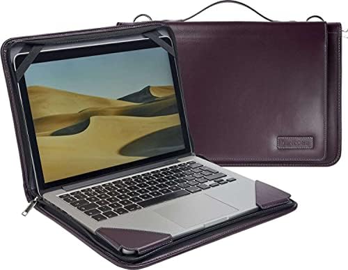 Broonel Purple Leather Laptop Messenger Case - Compatível com o laptop ASUS Vivobook L203MA Ultra -Thin
