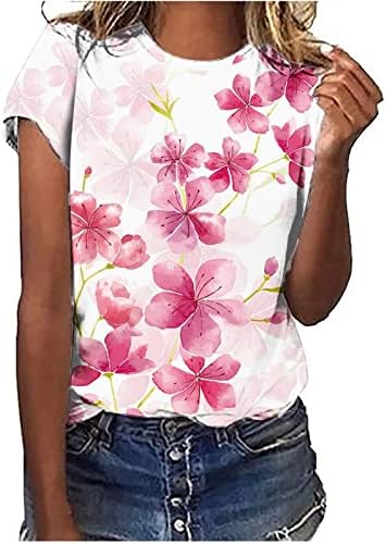 Meninas blusas blusas gráficas florais para mulheres curtas meia manga spandex casual summer outono roupas qq