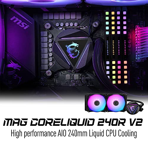 MSI Mag Coreliquid 240R V2 - AIO Argb CPU Cooler líquido - Projeto de tampa rotativa - LGA 1700 Pronto - Radiator de 240mm - Fãs de 120 mm de 120 mm PWM