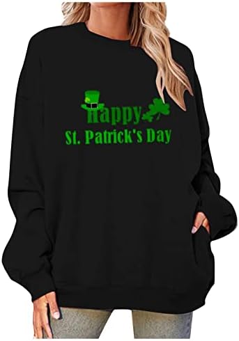 Camisolas de túnica Nokmopo para mulheres de St. Patrick's Princhover redondo o ombro do pescoço