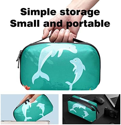 Carteira de bolsa de bolsas de viagem de caixa de caixa de transportar Caixa de viagem USB Acessório de bolso, peixe de coral de baleia oceânica de desenho animado