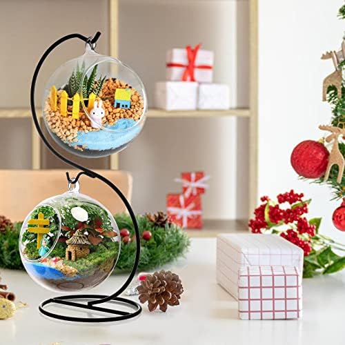 Fasmov 10 Pack Ornament Display Stand, suporte para penduramento de ferro para suspenso para pendurar Globe Globe Air Plant Terrarium Witch Ball Ornamento de Natal e decoração de casamento em casa, preto