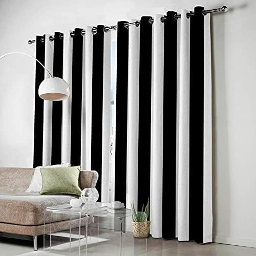 Jiameluck moderno simples listras pretas e brancas cortinas decoração cortina de quarto infantil com grommets cortinas