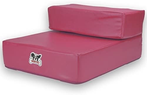 Passos suaves dobrando escadas de estimação de couro rosa por animais de estimação Weebo