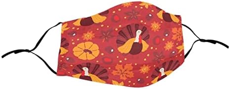 Autumn Ação de Graças Turquia 2 pacote algodão coreano Reutilizável Lavagem de metal ajustável Mulheres face máscara de boca de dupla camada de moda de pano externo ， unissex, 4 elementos de filtro