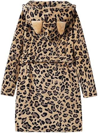 Robe de gato de leopardo para meninas lã de lã para crianças adolescentes com capuz de capuz Tamanho 4t - 18