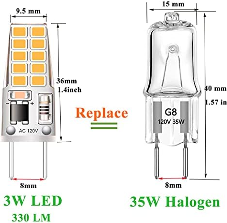 Kapata 5 pacote g8 lâmpada led lâmpada branca macia 2700k 120V 3W