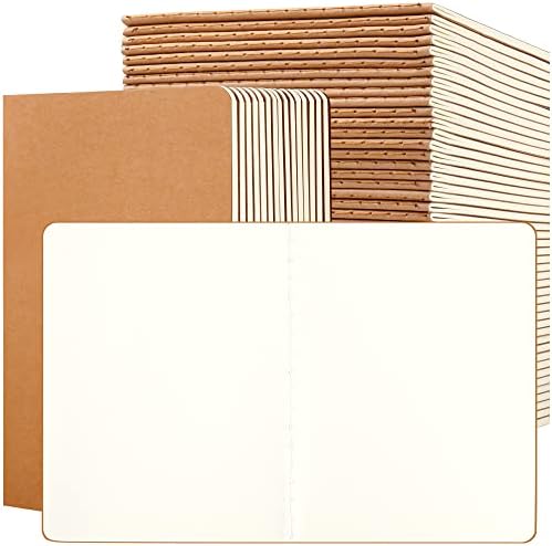Labkiss 100 Pack Small Blank Notebook e Journal Bulk, Kraft Tampa, papel grosso sem forro, 4,25x5,5 polegadas,