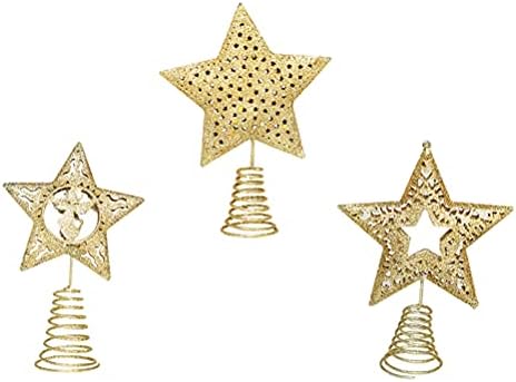 3pcs Xmas de cinco pontas de estrela do capota de estrela do capota de natal decoração decorativa de estrela do topper para festa de celebração