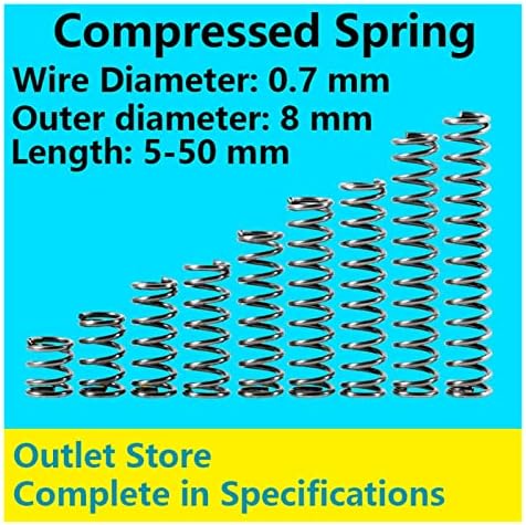 As molas de compressão são adequadas para a maioria dos reparos I Armazenamento de mola de compressão Tamanho da pressão do rotor, diâmetro do fio da mola 0,7 mm, diâmetro externo 8mm)