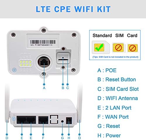 4G Router Wi -Fi CPE ao ar livre, YeoComm 3G 4G IP66 LTE CPE Kit | Unidade LTE com slot para cartão SIM + ponto de acesso WiFi interno, roteador Wi -Fi móvel de 150mbps CAT4, não para a Verizon
