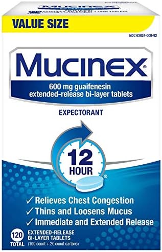 Mucinex 12 horas de resistência máxima congestionam comprimidos expectorantes, 600 mg de guaifenesina com