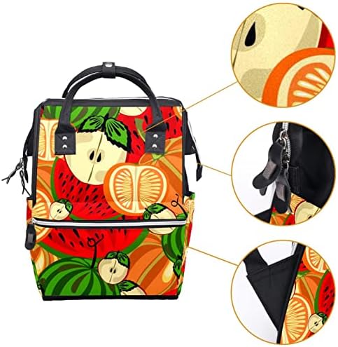 Mochila de viagem Guerotkr, mochila de bolsa de fraldas, mochila de fraldas, padrão de fruta laranja da melancia