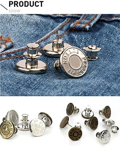 6 Defina o botão instantâneo de ajuste perfeito, botão de jeans ajustável, botão de metal adiciona ou